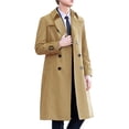 thumbnail image 3 of Mens Trench Coat Double Breasted Long Jacket Casual Windbreaker Notched Lapel Belted Overcoat Khaki XXL(XXL), 3 of 4