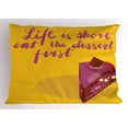 thumbnail image 1 of Eat Dessert First Pillow Sham, Sweet Cake Doodle with Cursive Calligraphy Colorful Cartoon Print, Decorative Standard King Size Printed Pillowcase, 36" X 20", Multicolor, by Ambesonne, 1 of 2