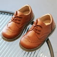 thumbnail image 2 of Dakaela 3T 4T 5T Toddler Boys Girls Dress Shoes Little Kid School Uniform Oxfords Leather Lace up Loafer Flats for Wedding Party Brown Size 12, 2 of 8
