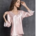 thumbnail image 5 of Ice Silk Kawaii Clothes Women Sleepwear Sexy Big Size Pajama Sets Lace Loungewear Set Korean Fashion Loose Spring Autumn Pajamas, 5 of 7