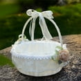 thumbnail image 4 of Flower Basket Rustic Wedding Basket Wedding Treats Basket Lace Western Style Bread Basket Bridesmaid, 4 of 9