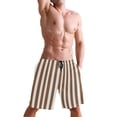 thumbnail image 5 of Dailycode Men's Quick Dry Swim Trunks Beach Shorts Casual Summer Board Shorts with Pockets, Brown and White Striped, 5 of 8