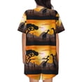 thumbnail image 6 of Fuzoiu Giraffes Of The African Savannah Print Women's Short-Sleeved Pajama Set,Lounge Sleepwear Set,Womens Pajama Sets 2 Piece,Button-Up Top and Shorts with Pockets-3X-Large, 6 of 7
