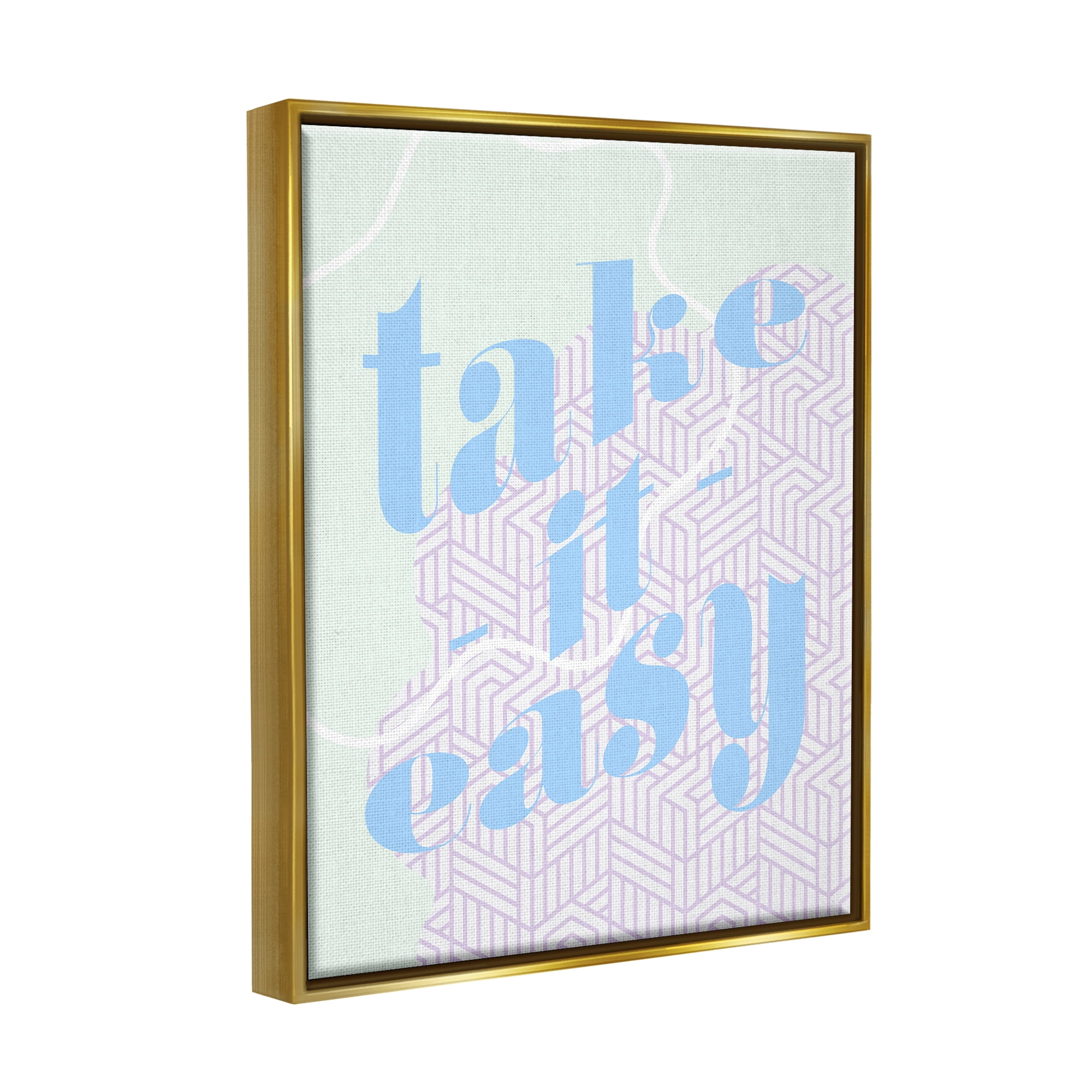 Stupell Industries Take It Easy Pastel Geometric Religious Painting Gold Floater Framed Art Print Wall Art