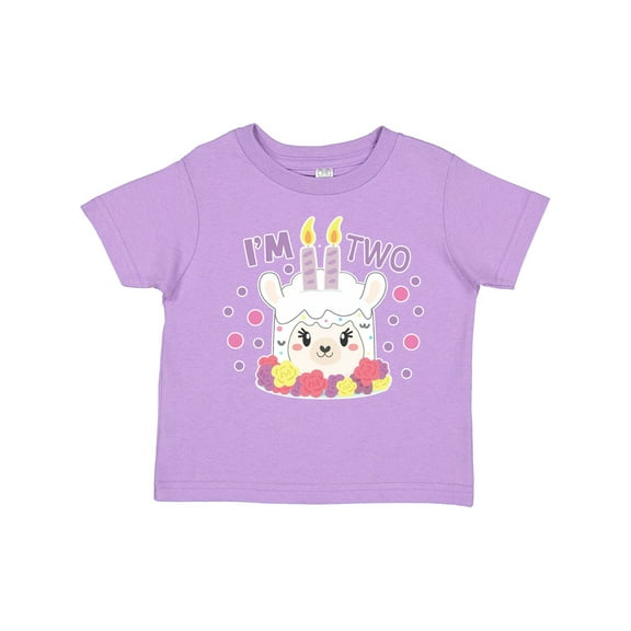 Inktastic I'm Two with Flowers and Cute Llama Cake Girls Toddler T-Shirt