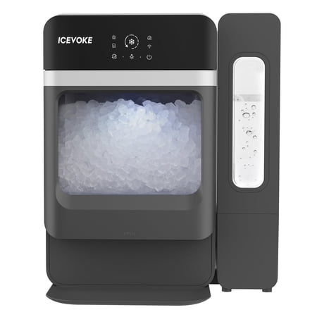 ICEVOKE Self-cleaning Nugget Ice Maker Countertop with Water Tank, 33lbs Per Day, Chewable Ice Maker with Basket & Scoop
