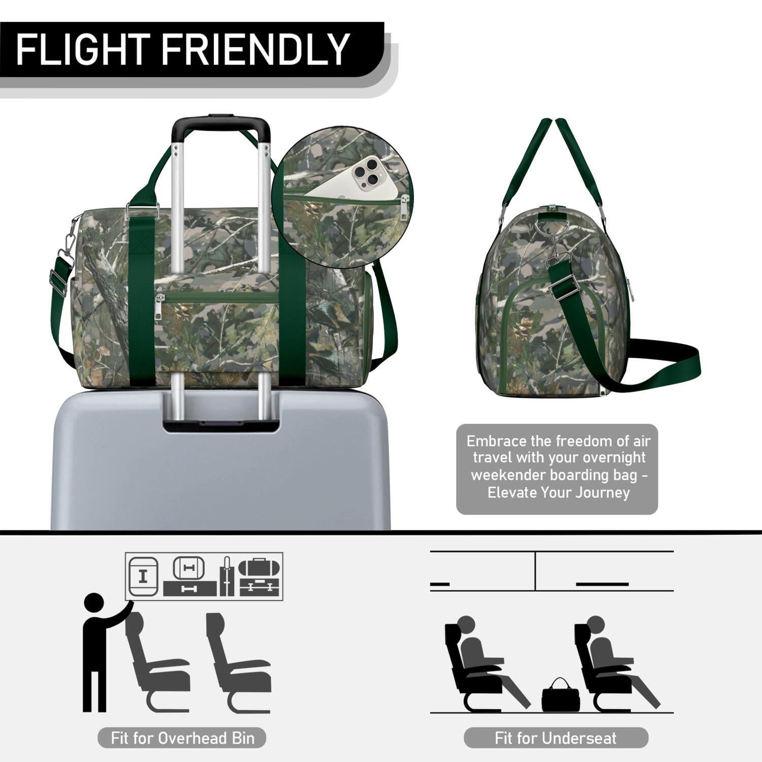 Camo Mens Gym Tote Duffle Bag with Wet Pocket & Shoe Compartment, Travel Duffel Bag Overnight Weekender Hospital Tote Girls Workout Carry on Bag with Luggage Sleeve