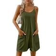 thumbnail image 3 of Ekouaer Womens Summer Casual Sleeveless Rompers Loose Spaghetti Strap Shorts Overalls Outfits With Pockets Black M Army Green XXL, 3 of 5