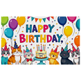 thumbnail image 2 of Cute Cat Themed Happy Birthday Background Backdrop Banner for Birthday Party Decorations Photography Props Photo Booth Decors, 2 of 7