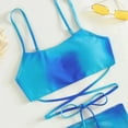 thumbnail image 4 of SWSMCLT Women's Beach 3 Piece Swuimsuit Autumn Spring Break Brief Elasthane Cheeky Elastic Band Bikini Bathing Suit Dark Blue Large, 4 of 5
