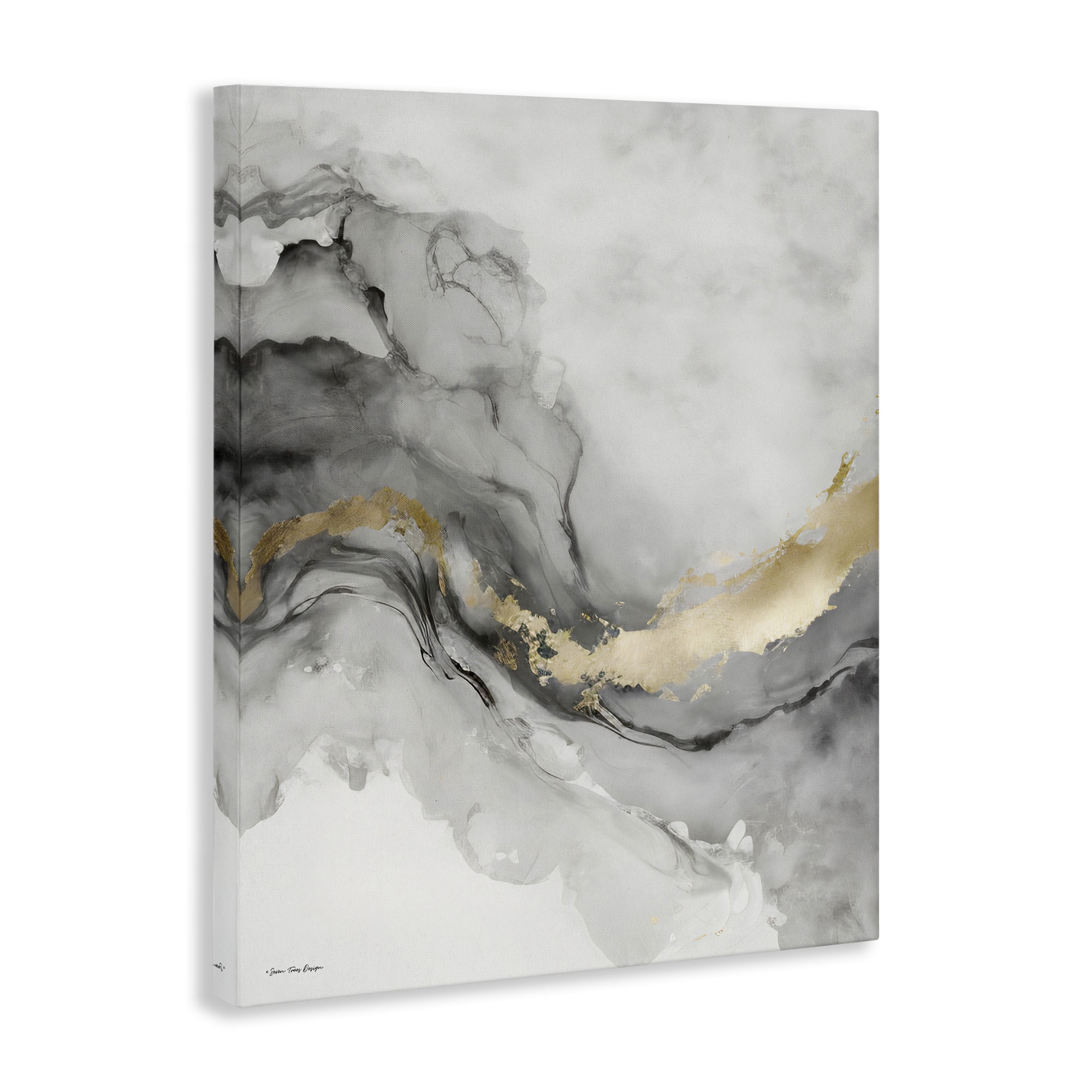 Stupell Industries Grey & Glam Geode Abstract Painting Gallery Wrapped Canvas Art Print Wall Art, 16 x 20