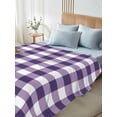 thumbnail image 4 of Purple Checkered Twim XL Size Flat Sheet, Wrinkleproof & Fadeproof Cooling Flat Bed Sheet Only, Farmhouse Buffalo Plaid Breathable Soft Bedding Top Sheets 66 x 102 Inches, 4 of 8