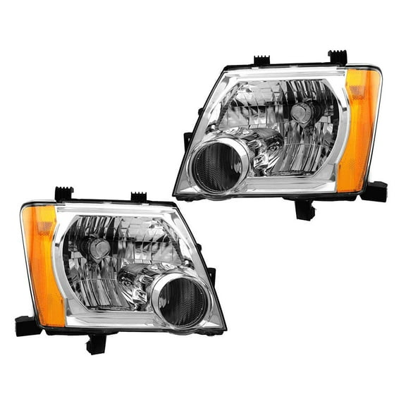 EPIC LIGHTING OE Style Halogen Headlights Chrome Bezel Assembly Replacement for NISSAN 05-15 XTERRA [ NI2502161 NI2503161 26060EA025 26010EA025 ] Pair