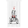 thumbnail image 1 of Bicycle Stall Shower Curtain, Children Love Couple Cycling Together Soul Mates Valentines Sketchy Print, Fabric Bathroom Set with Hooks, 36W X 72L Inches Long, Black White Scarlet, by Ambesonne, 1 of 1