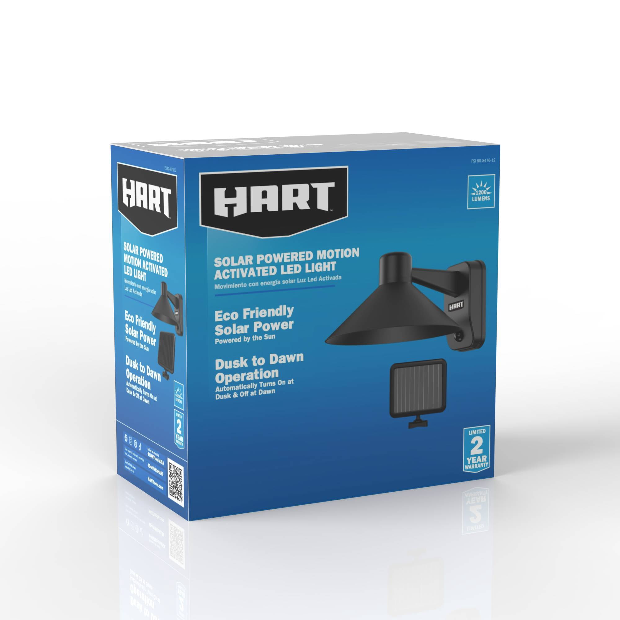 HART Solar Motion Sensing Decorative Outdoor LED Light, Dusk to Dawn Operation, 1200 Lumens