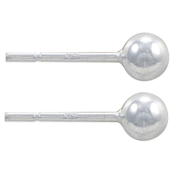 JewelrySupply Sterling Silver 4mm Ball Post Earrings (1 Pair of Sterling Silver Earrings)