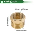 thumbnail image 2 of Unique Bargains Brass Pipe Fitting 3/8"Female x 1/2"Male Reducer Hex Bushing 43/64" 2 Pcs, 2 of 7