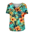thumbnail image 5 of LIBRCLO T-Shirts for Women Floral Printed Cowl Neck Short Sleeve Shirts Fashionable Breathable Summer Tops, 5 of 6