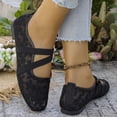 thumbnail image 6 of Women's Spring Ballet Style Flat Pumps Open Toe Lace Up Design Soft Sole Lightweight Comfortable Elegant Casual Shoes For Daily All Day Wear Black 37, 6 of 9