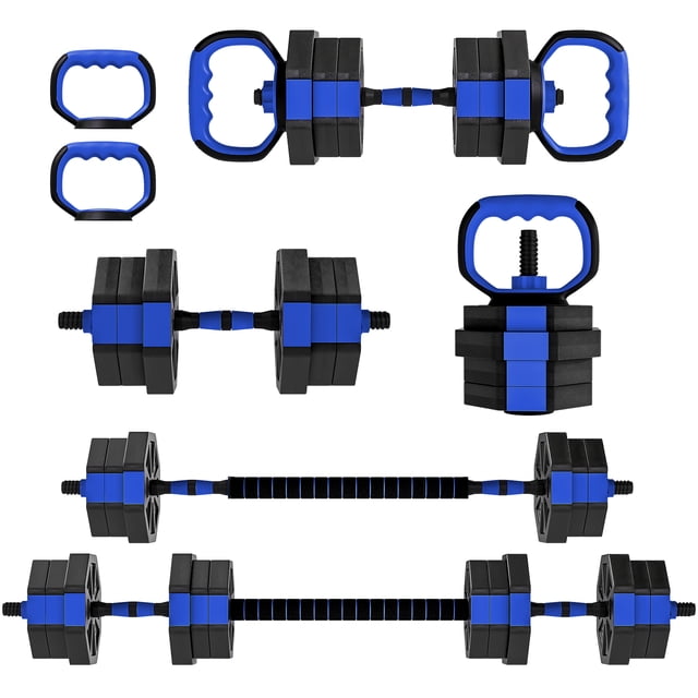 Soozier 4-in-1 Adjustable Dumbbell Set, 44lbs Free Weights Set, Blue