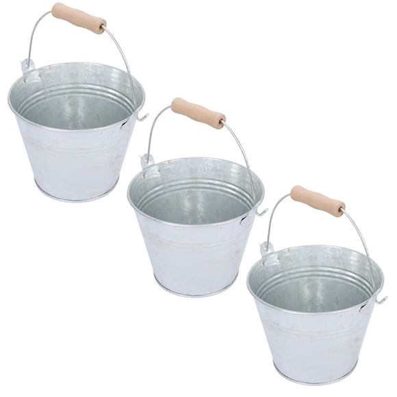UPGRATOR 3Pcs Metal Bucket for Ash Can in Round Shape 11.8x4.5in