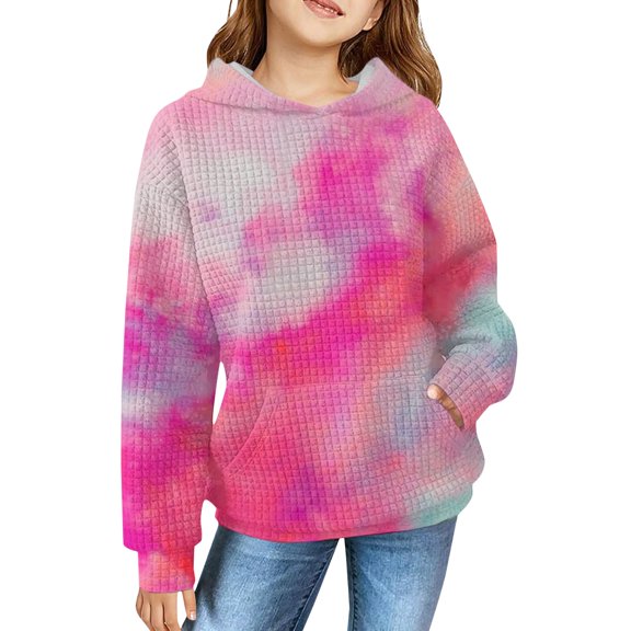 YunPes Girls Sweatshirt Winter Children's Personality Tie Dye Retro Print Sweatshirt Long Sleeve Cute Sweatshirt Sweater for Girls