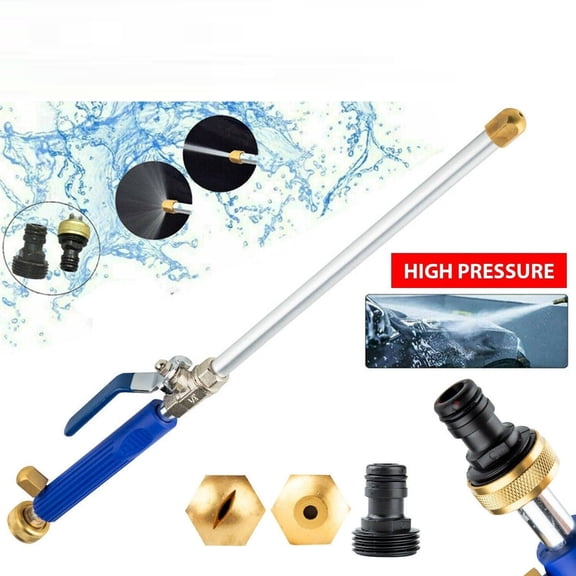 High Pressure Water Spray Gun with 2 Brass Nozzle Tips, Adjustable Power Washer Wand for Garden Hose, Car Washing & Outdoor Cleaning