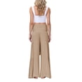 thumbnail image 4 of VISgogo Pantalones de Pierna Ancha para Mujer, Casual Sueltos Color Sólido Fruncido Cintura Vendaje Cintura Elástica Pantalones Femeninos VISgogo moda, 4 of 5