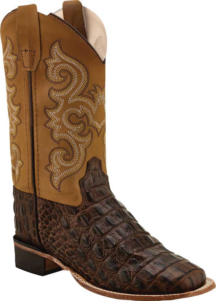 Old West Children's Faux Horn Back Gator Print Boots