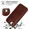 thumbnail image 5 of Compatible with iPhone 16e Case, with PU Leather Credit Card Holder Magnetic Back Stand Cell Accessories Flip Purse Slim Design Phone Cover for iPhone 16e Women Men, Brown, 5 of 11