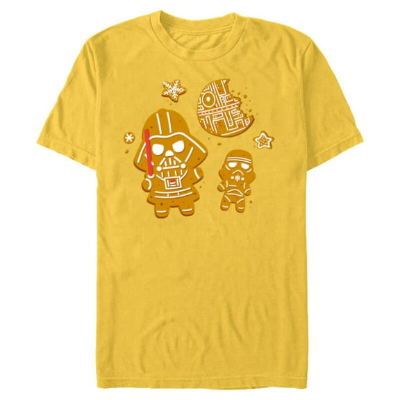 Star Wars Holiday Christmas Darth Vader Gingerbread Cookie - Short Sleeve Blended T-Shirt for Adults - Customized-Yellow