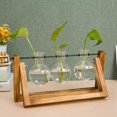 thumbnail image 2 of Terrario De Plantas, Macetero De Vidrio Para Colgar En La Pared Con Soporte De Madera Estación De Propagación De Mesa Florero De Bombilla Soporte Giratorio De Metal Estante Retro Con Florero, 2 of 5