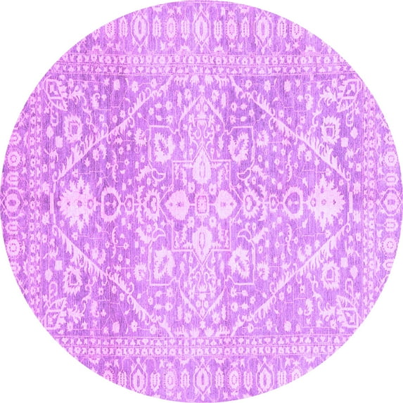 Ahgly Company Indoor Round Oriental Purple Traditional Area Rugs, 5' Round