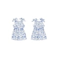thumbnail image 2 of BemeyourBBs Toddler Baby Girls Summer Clothes One Piece Romper Jumpsuit Casual Bow Print Waist-cinching Crew Neck Sleeveless Short Overalls, 2 of 9