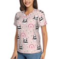 thumbnail image 2 of Wukai Cute Cartoon Panda Classic V-Neck T-Shirt for Women: Comfortable, Stylish, and Versatile Wardrobe Essential-Large, 2 of 7
