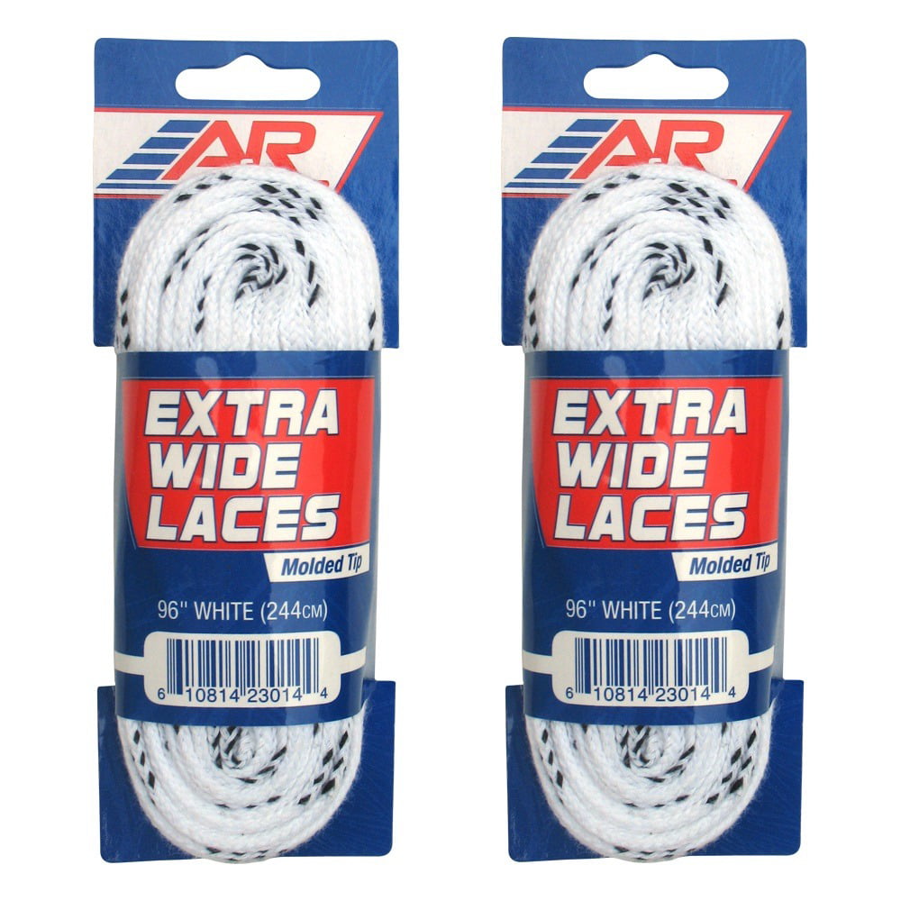 Hockey Referee NON-WAXED Skate Laces Solid White 84"-120" A&R 2 Pack 2 Pairs 