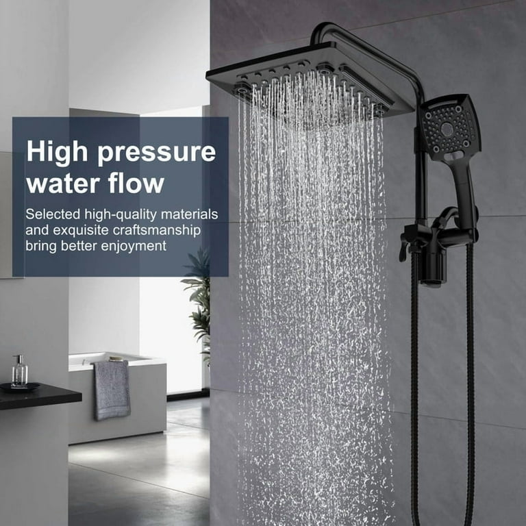 AUKTOPT 5 Spray Settings Filtered Shower Head Combo, High Pressure Handheld & Overhead Shower with Adjustable Height, Replaceable Filter Cartridge, 60" Hose, Matte Black