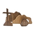 thumbnail image 4 of Christian Easter He is Risen Decor, Empty Tomb Cross Easter Decoration for Home, Easter Wooden Resurrection Scene Set Table Mantel Office Kitchen Decor Gift (Brown-4pcs), 4 of 9