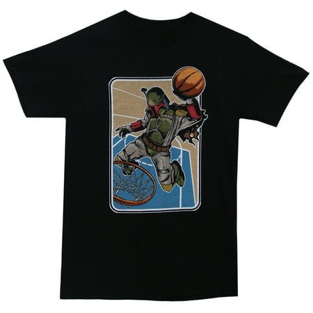 Star Wars Boba Fett Slam Dunks Basketball Movie Mighty Fine Adult T-Shirt (Best All Star Dunks)