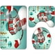 thumbnail image 3 of Juego de ducha de baño de 3 piezas/1 Feliz Navidad, alfombra de baño de Navidad/alfombra de baño antideslizante/cubierta de inodoro, juegos de baño de Navidad impermeables decoración con patrón de muñeco de nieve (ducha no incluida) Rojo Verde, 3 of 4