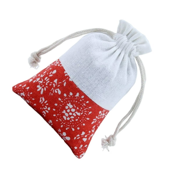 Bewildely Bolsa con cordón para regalo Chinoiserie, organizador de embalaje, anillo de lino con flores, collar de joyería, colgante, fiesta de moda Almacenamiento y organización del hogar Flor roja Bewildely HA079345-02