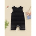 thumbnail image 5 of FEORJGP Toddler Baby Boys Summer Jumpsuit Newborn 3M 6M 12M 18M Sleeveless Vest Overalls Crew Neck Striped Romper Infant Casual Daily Clothes, 5 of 9