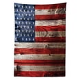 thumbnail image 3 of Ambesonne Retro Tablecloth Rectangular Table Cover, Independence Day Wall, 60"x84", Red Blue Tan, 3 of 4
