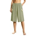 thumbnail image 2 of Utoimkio Elastic Waist Textured Culottes for Women Casual Loungewear Shorts with Tassel Drawstrings, 2 of 5