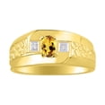 thumbnail image 1 of RYLOS Men's Rings 14K Yellow Gold Classic Nugget 6X4MM Oval Gemstone & Diamond Ring Citrine November Birthstone Rings Size 13, 1 of 7