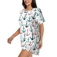 thumbnail image 3 of Womens Pajama Sets With Pocket, colorful anchors white cute Lounge Sets Short Sleeve Sleepwear PJ Sets for Women, 3 of 6