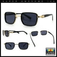 thumbnail image 2 of Hipster Dad Fashion Double Rim Narrow Rectangular Luxury Sunglasses Gold - Black, 2 of 7