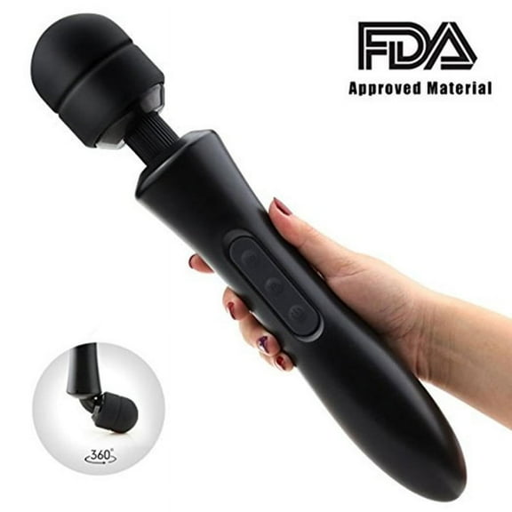 10 Powerful Speeds 8 Vibrator Wand Massager, Rechargeable Cordless Personal Big Back Massager with Multi-Mode for Body Therapeutic, Muscle Aches & Sports Recovery (Black)