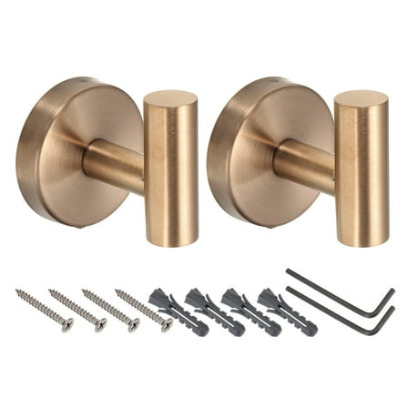 2pcs Bath Towel Hook, Stainless Steel Coat Hook Wall Mount Robe Hooks Hanging Coats, Rose Gold