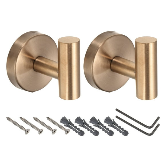 2pcs Bath Towel Hook, Stainless Steel Coat Hook Wall Mount Robe Hooks Hanging Coats, Rose Gold